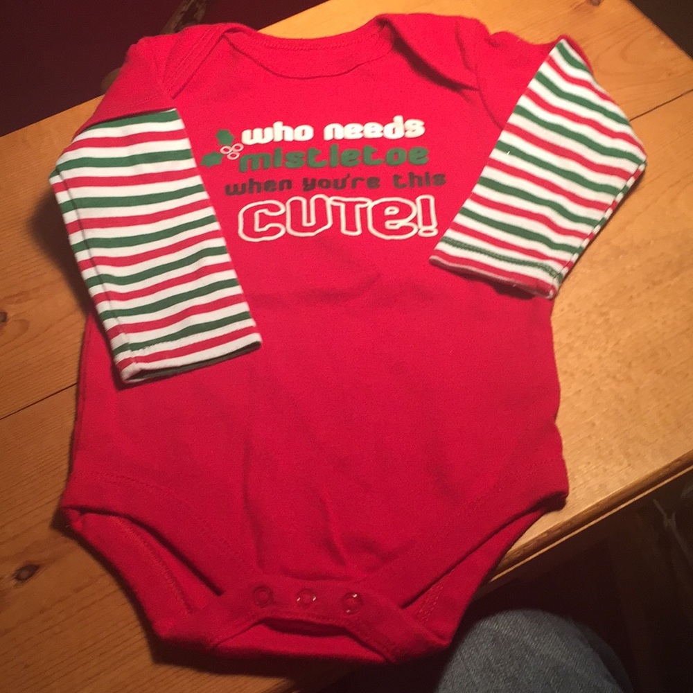 boy or girl CHRISTMAS 6-9 mo onesie  EUC